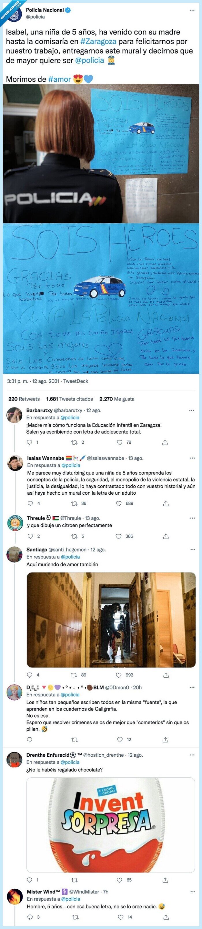 policía,nota,niña,5 años,escritura