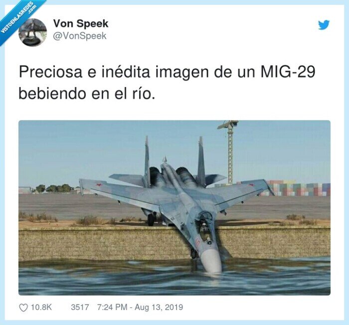 beber,avión,mig29,río