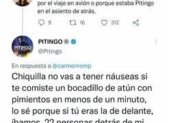 Enlace a No era muy fan de Pitingo, pero me voy a hacer una camiseta con su cara y con esta respuesta épica, por @04578099213x