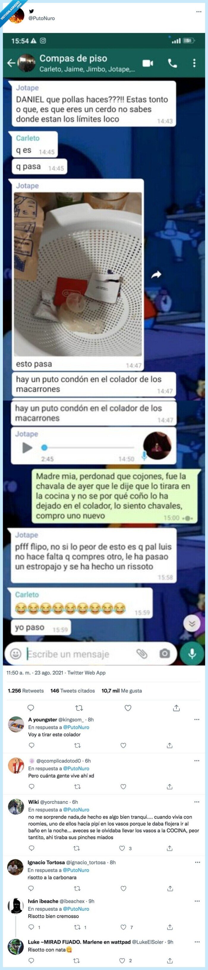 preservativos,colador,cocina,estudiantes