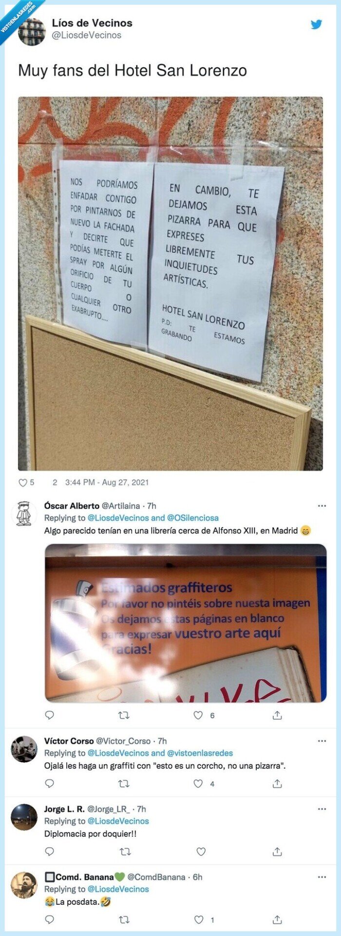 hotel san lorenzo,pintada,graffiti,cartel,vacilada