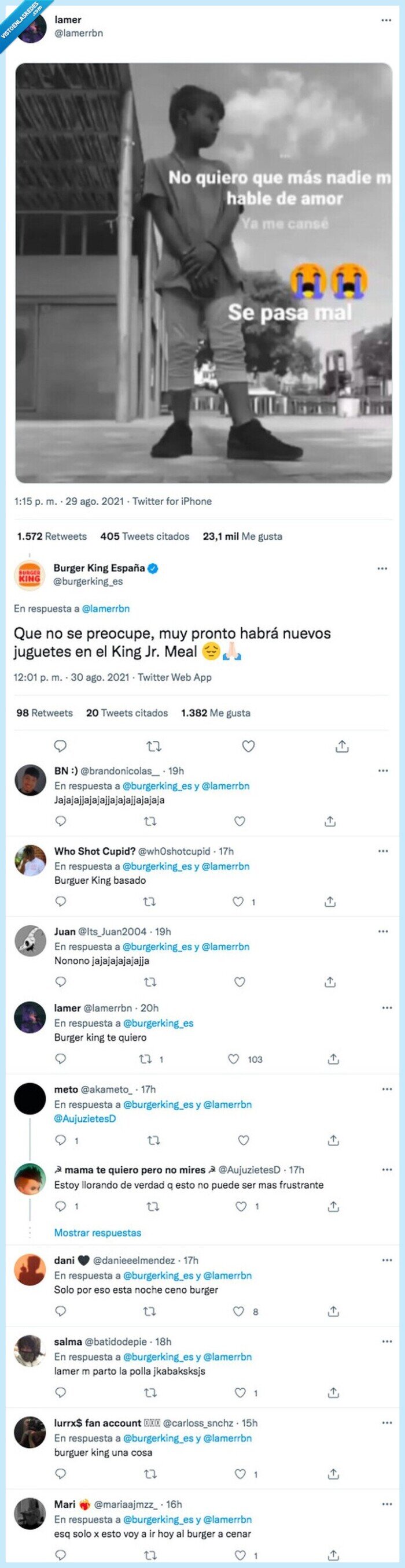 burger king,niño,zasca,frase