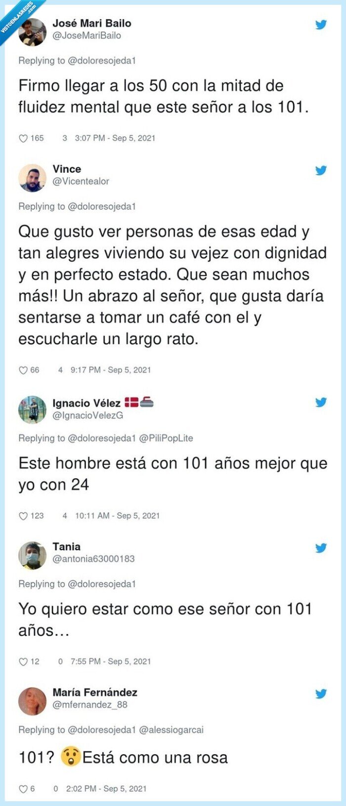 976623 - Un abuelo de 101 en perfecto estado de forma conquista a todo el mundo explicando la curiosa dificultad que tiene para renovarse el carnet de conducir, por @doloresojeda1