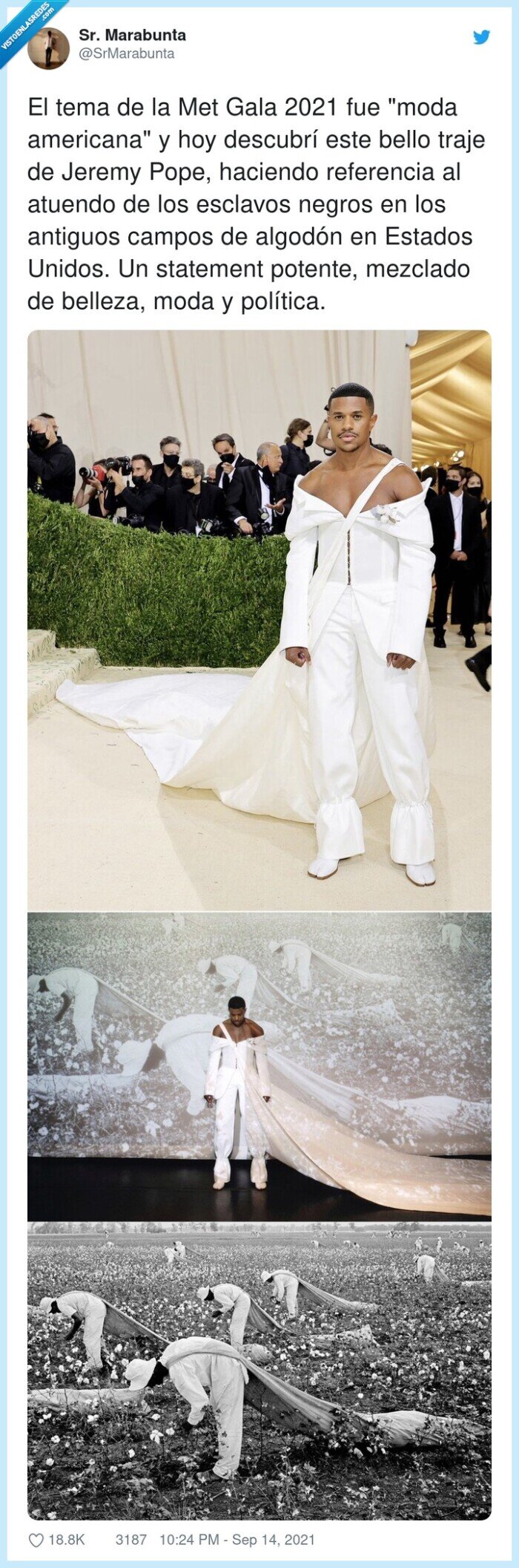 esclavos,vestido,descubrí,met gala,jeremy pope