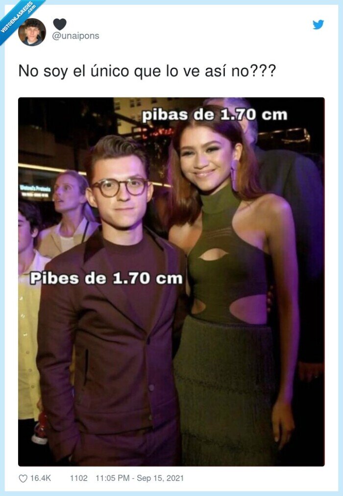 zendaya,tom holland,altura,bajito,alta
