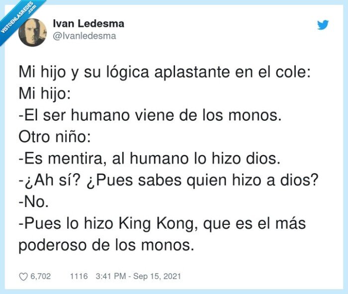 aplastante,poderoso,mentira,lógica,humano,monos,niño,king kong