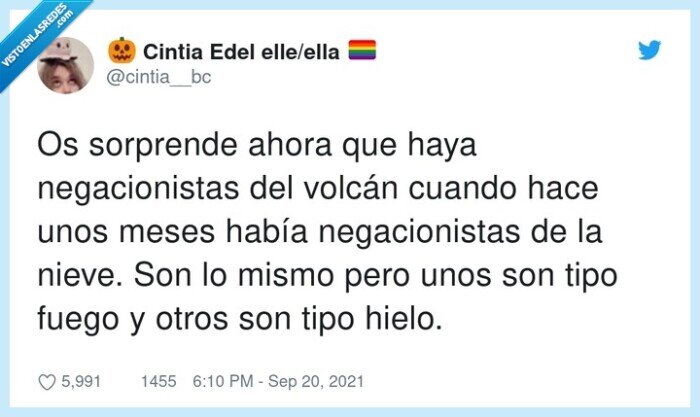 negacionistas,sorprender,volcán,la palma,hielo