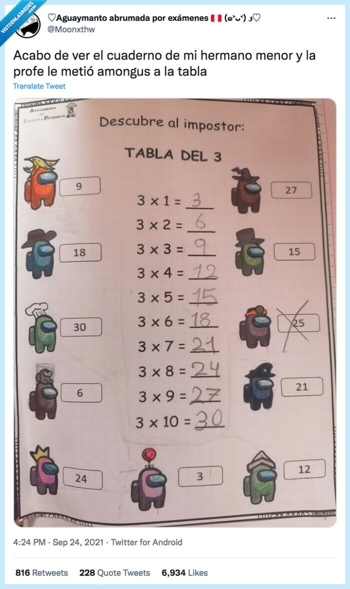 cuaderno,hermano,among us,matematicas,impostor,tablas,multiplicar