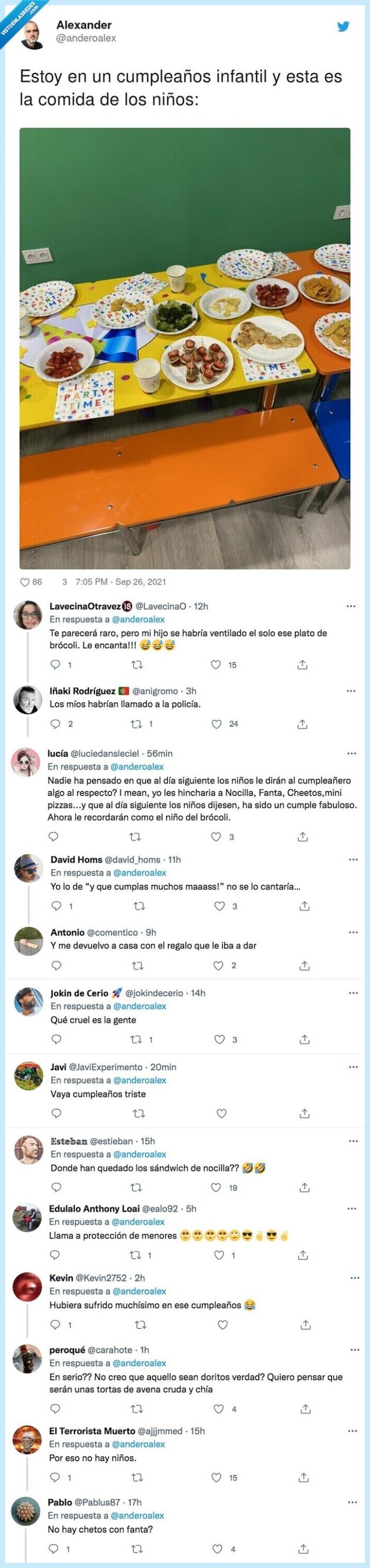 cumpleaños,infantil,comida,niños,dieta,sano,saludable,brocoli