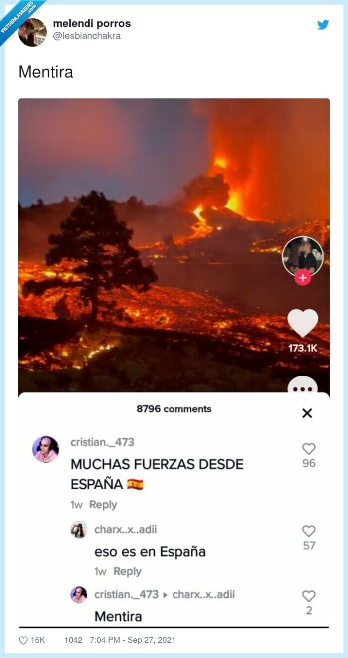 mentira,volcán,españa,la palma