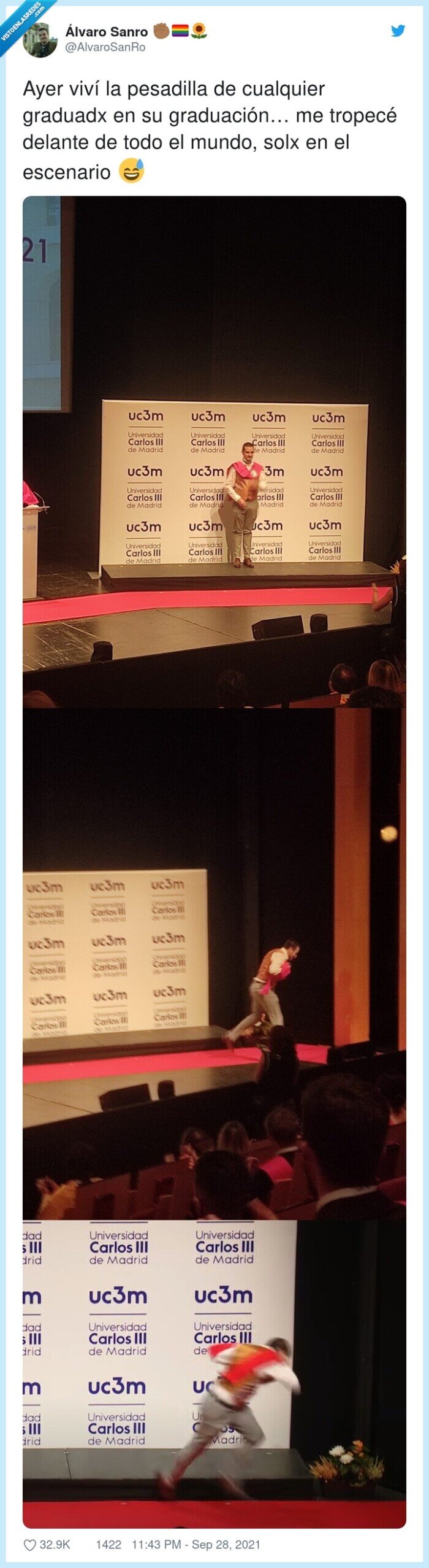 graduación,pesadilla,escenario,caerse,tropecé