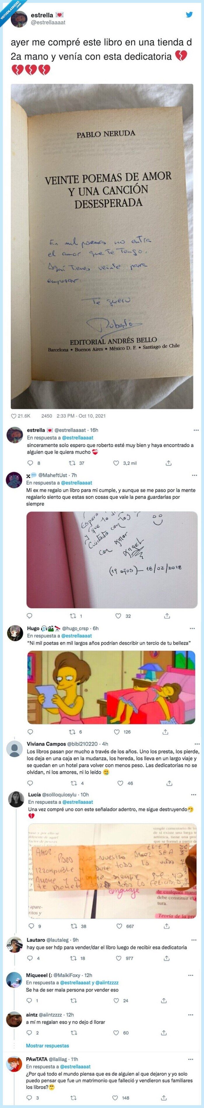 dedicatoria,libro,romper,segunda mano,pareja,amor