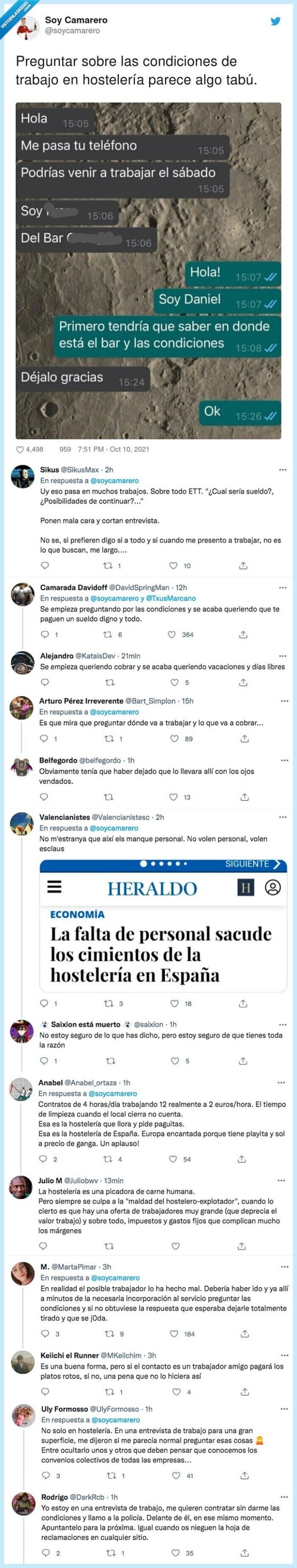 condiciones,hostelería,preguntar,trabajo