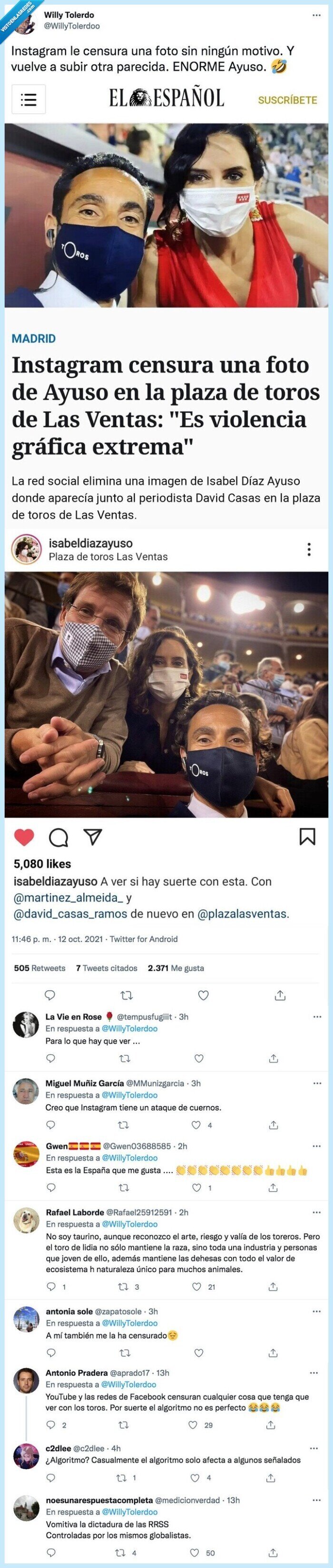 plaza de toros,baneo,instagram,ayuso