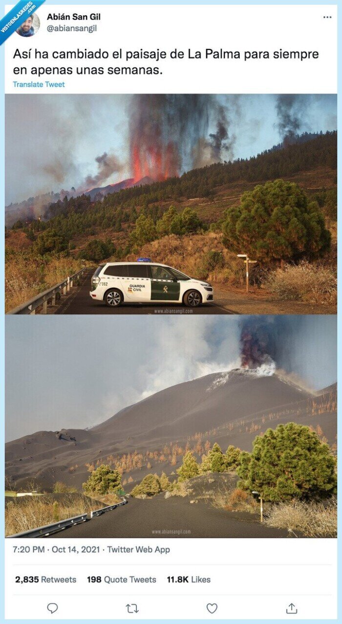cambiar,paisaje,la palma,volcan