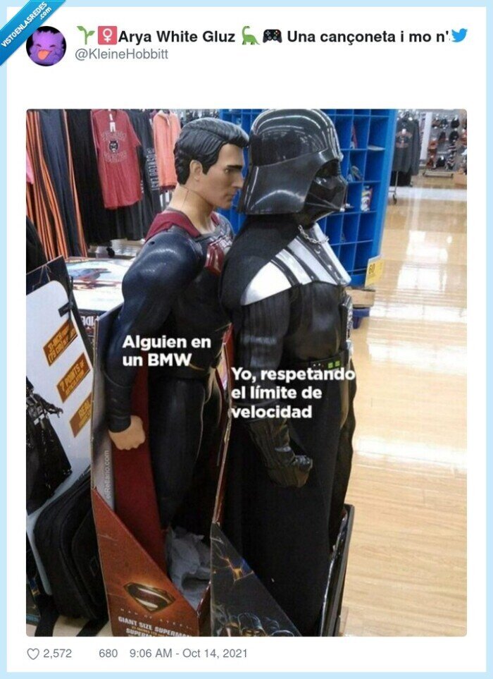 superman,pegado,detrás,darth vader,coche,bmw