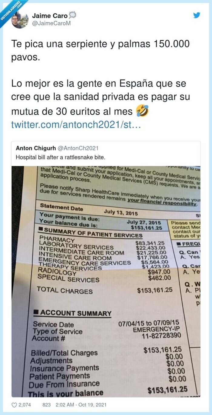 serpiente,sanidad privada,españa,estados unidos,picar