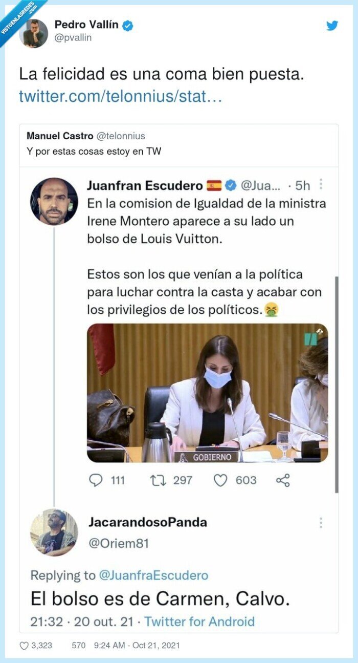 bolso,louis vuitton,irene montero,carmen calvo,juanfran escudero