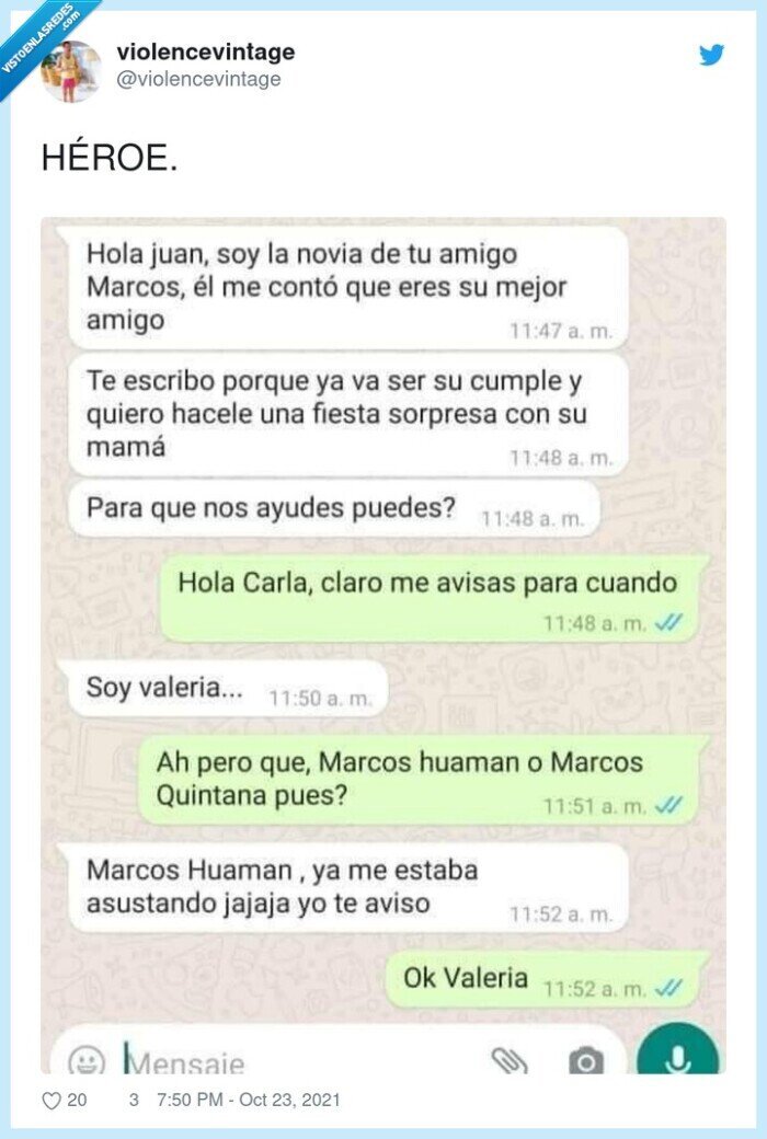 carla,valeria,héroe,infidelidad,bala esquivada