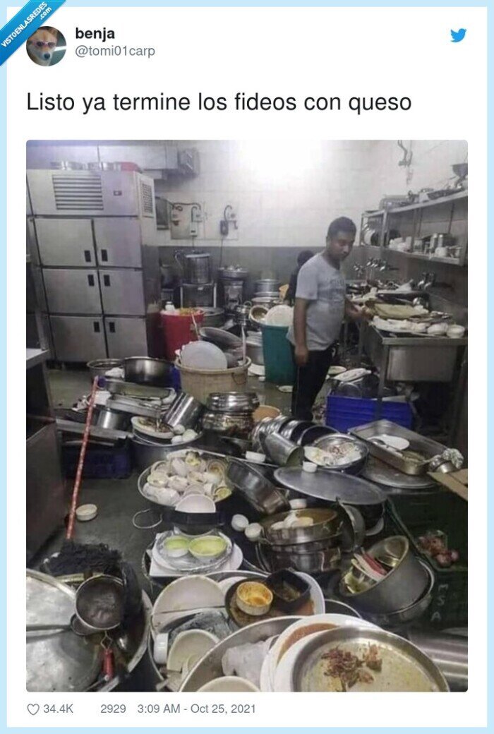 terminar,fideos,cocina,sucia,trastos