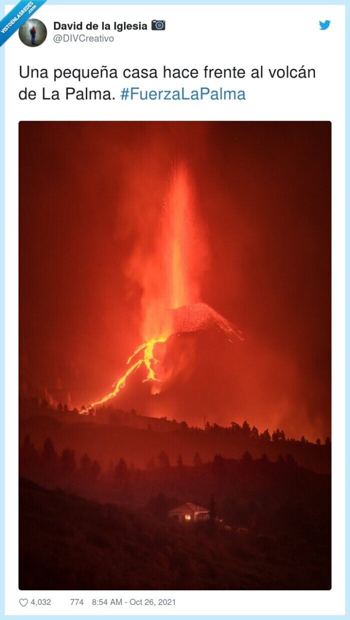 la palma,pequeña,volcán,frente,casa