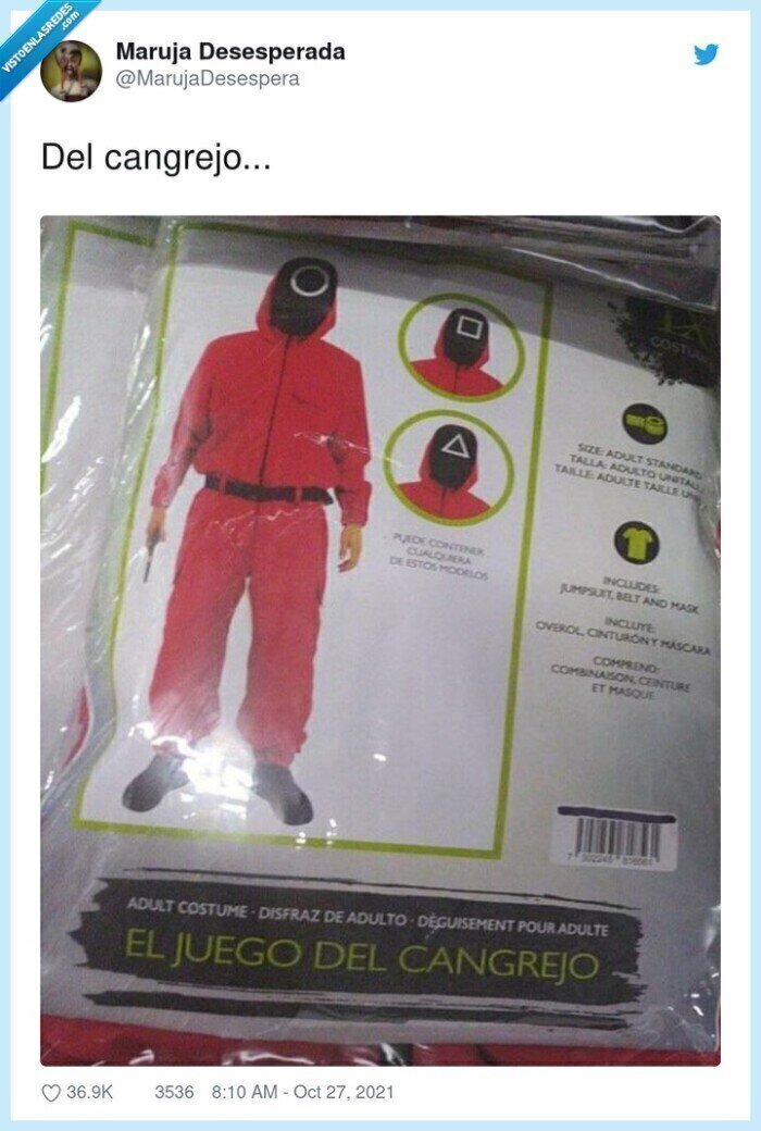 cangrejo,disfraz,juego del calamar