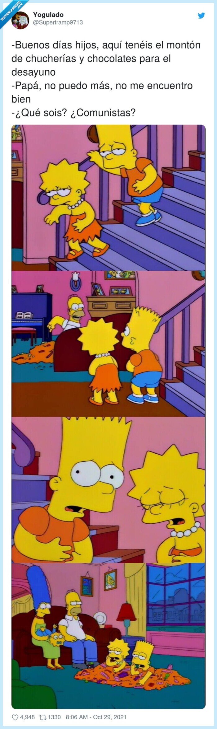 chucherías,comunistas,chocolates,simpson,empacho,desayuno