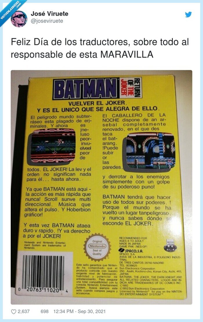 traducción,batman,videojuego