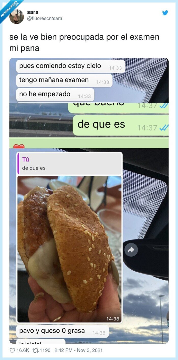 preocupada,examen,queso,pan