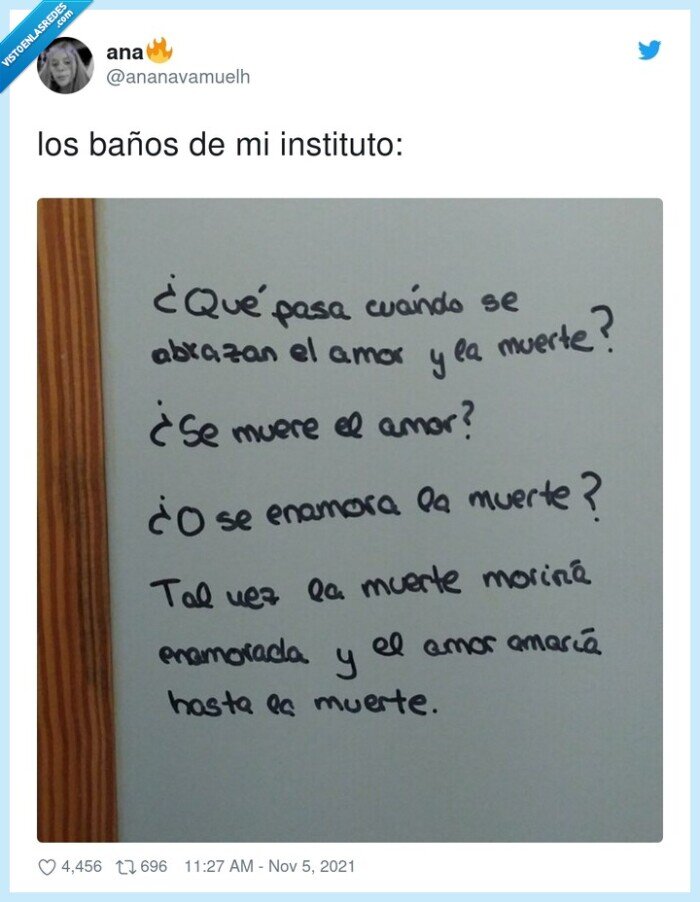 instituto,baños,reflexión,amor,muerte