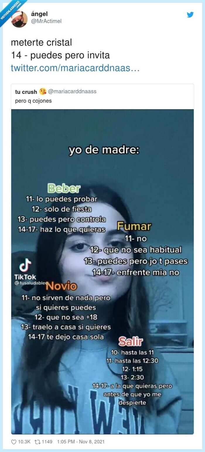 madre,beber,fumar,novio,salir,permision