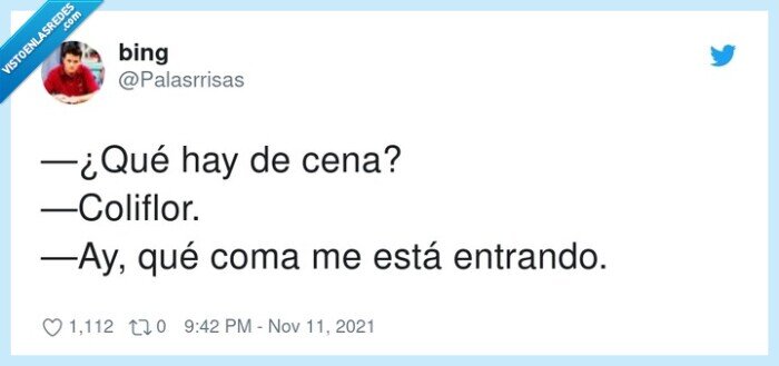 entrando,coliflor,cena,coma