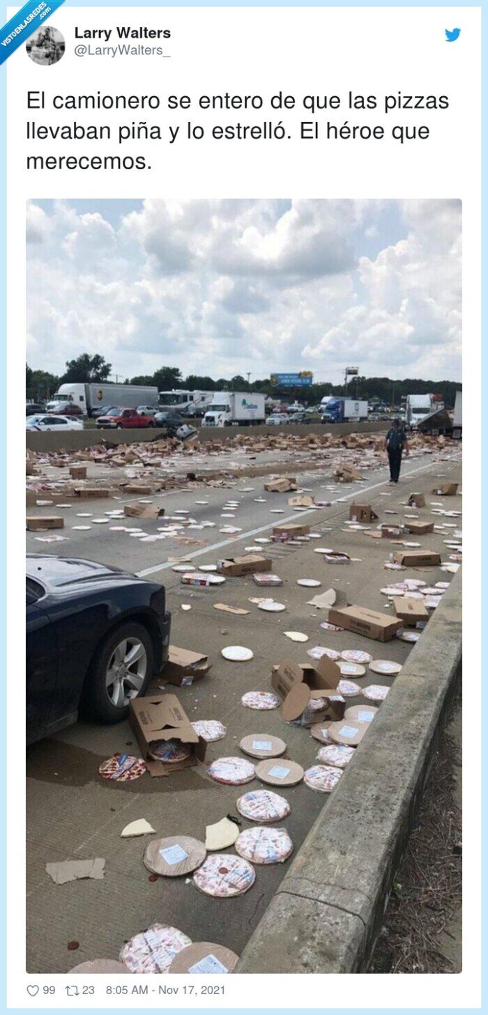 camionero,estrellar,camión,piña,pizzas