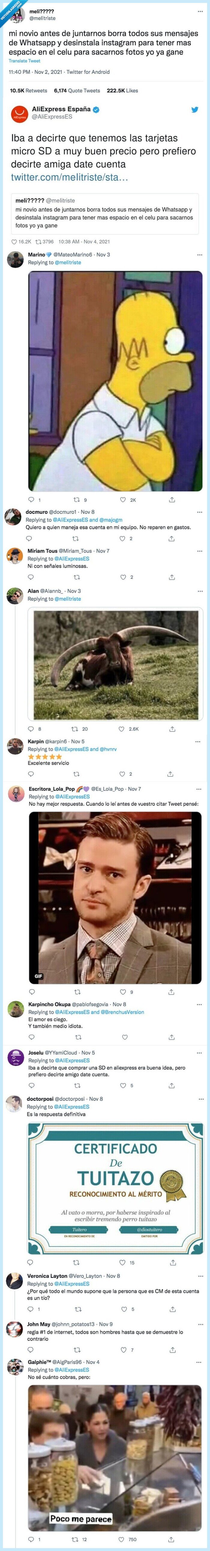 aliexpress,tarjeta,movil,borrar,novio,pareja