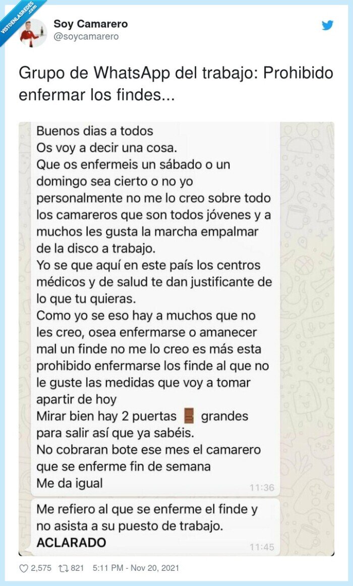prohibido,whatsapp,enfermar,trabajo,findes,grupo