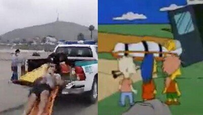 1038153 - Si te suena la escena de Los Simpson en que se cae una camilla por un acantilado... mira esto