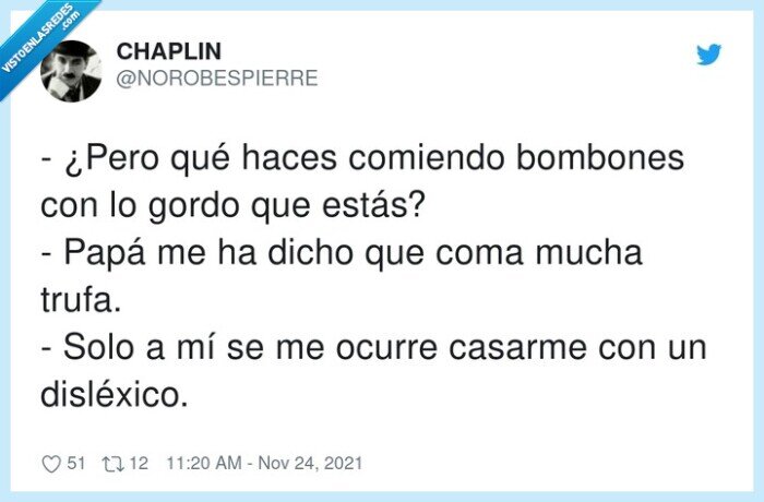 disléxico,comer,bombones,casarme,fruta,trufa