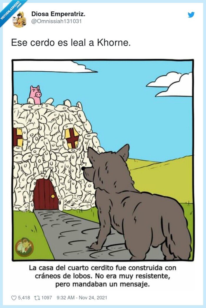 khorne,cerdo,cerditos,casa,cráneos,lobo