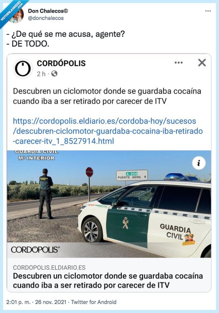 agente,acusar,droga,itv,coca,ciclomotor