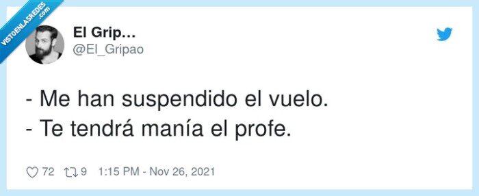 suspender,manía,vuelo,profesor