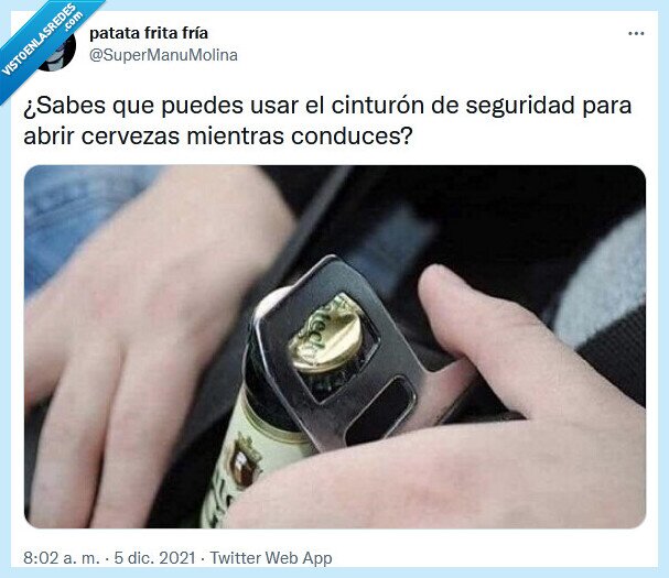 cinturón,seguridad,cerveza,abrir