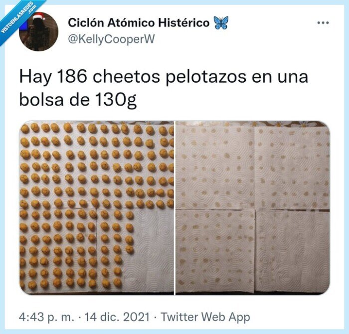 Cheetos,pelotazos,contar,kellycooperw