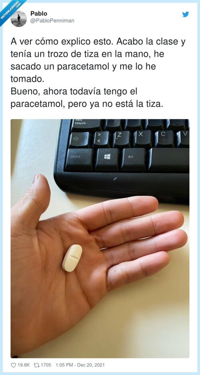 paracetamol,tiza,equivocación