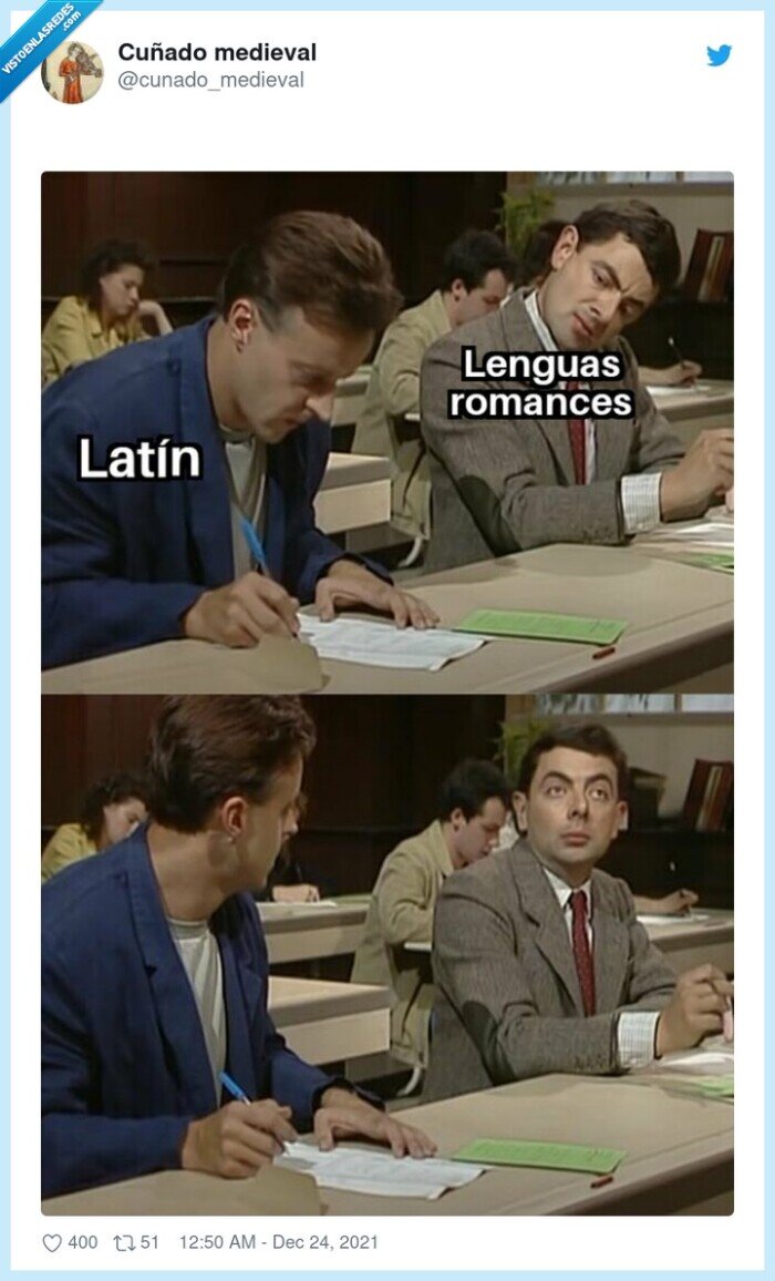 latín,copiar,mr bean,lenguas romances