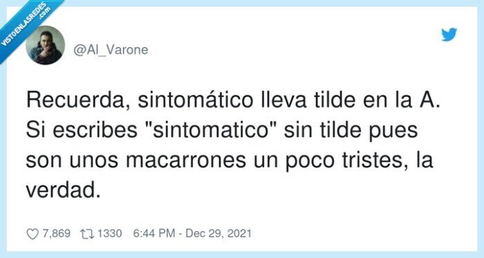 sintom&aacute;tico,macarrones,tilde