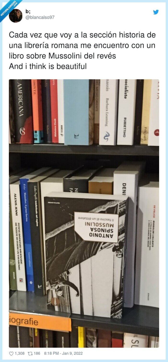 beautiful,librería,mussolini,al revés,sección,historia