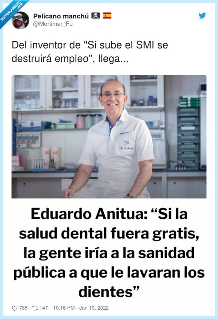 destruirá,inventor,empleo,sanidad,salud dental,ratas,asquerosos,usureros,dentistas