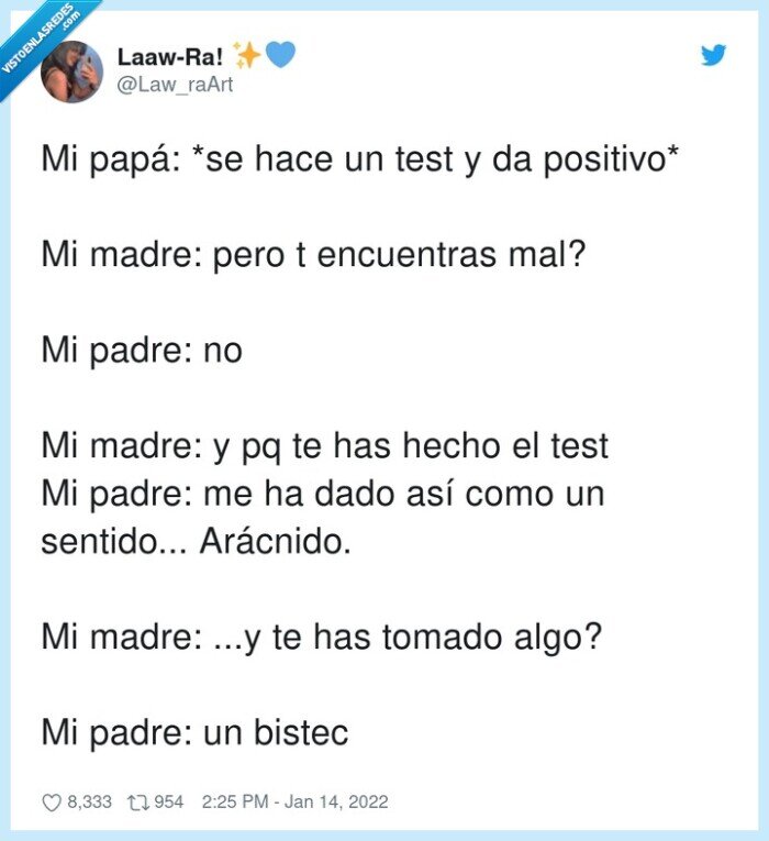 arácnido,positivo,sentido,bistec,test