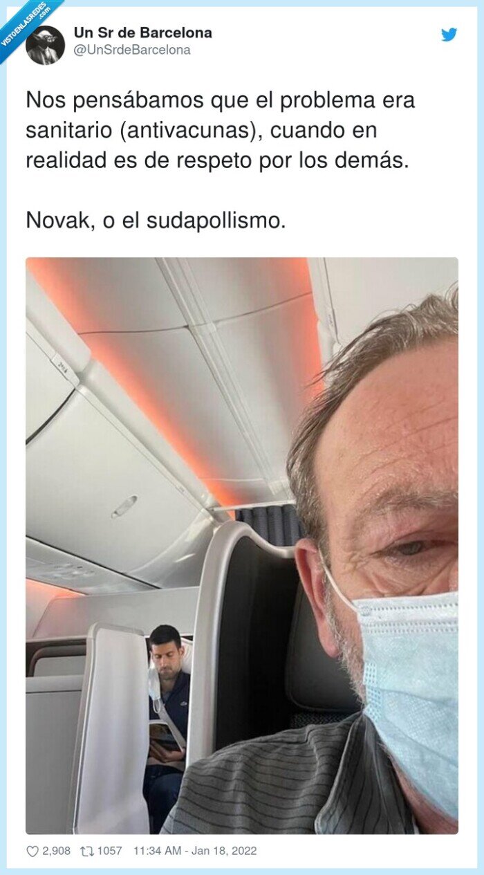 antivacunas,sudapoIIismo,djokovic,avion,sanitario,problema,realidad