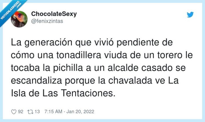 generación,tonadillera,escandalizarse,isla de las tentaciones,chavalada